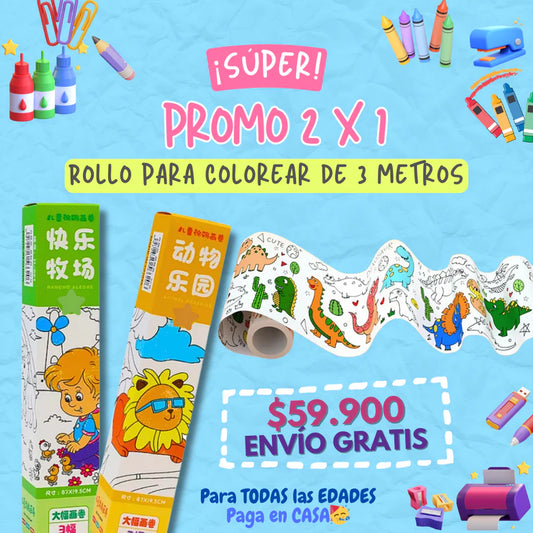 Oferta 2x1 Rollo Para Colorear de 3 Metros🥳